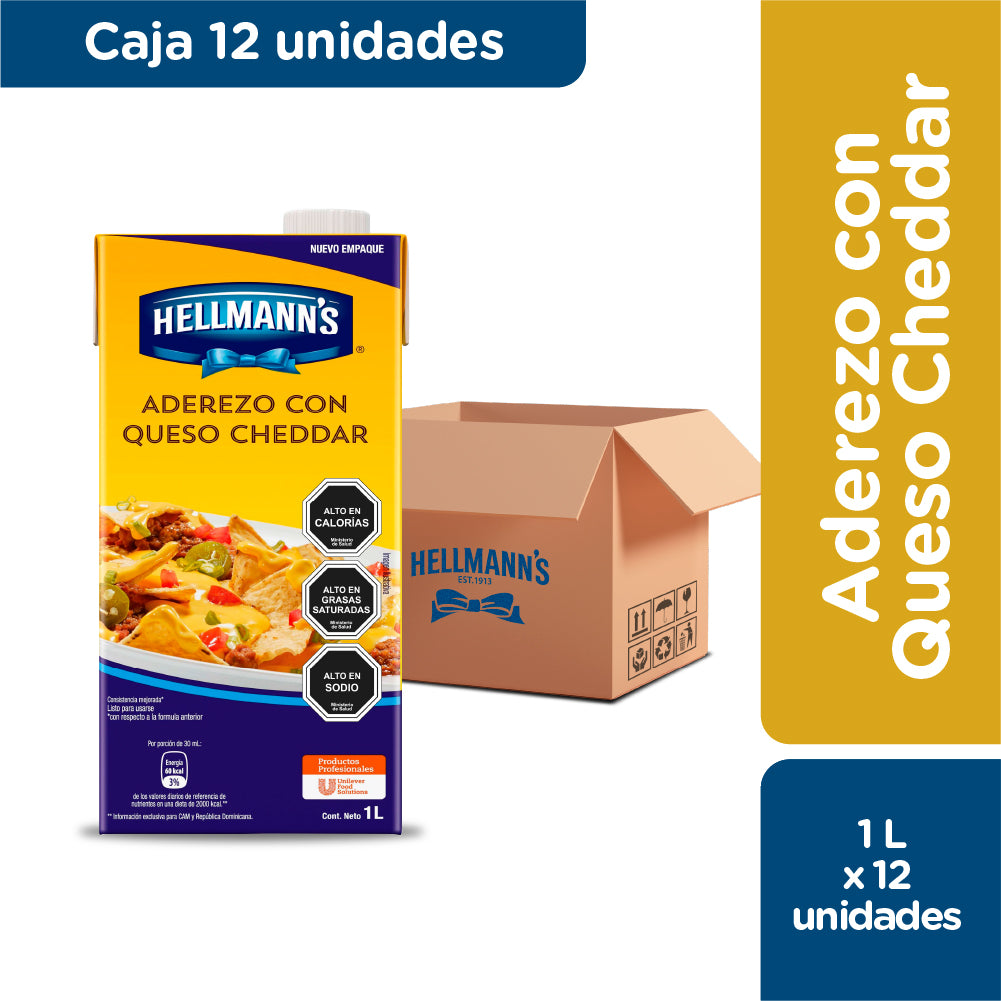 Caja Hellmann's Aderezo Queso Cheddar 1l