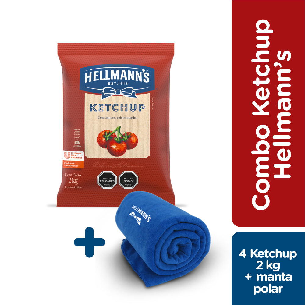 Combo: 4 Hellmann´s Ketchup 2 kg + manta polar de regalo